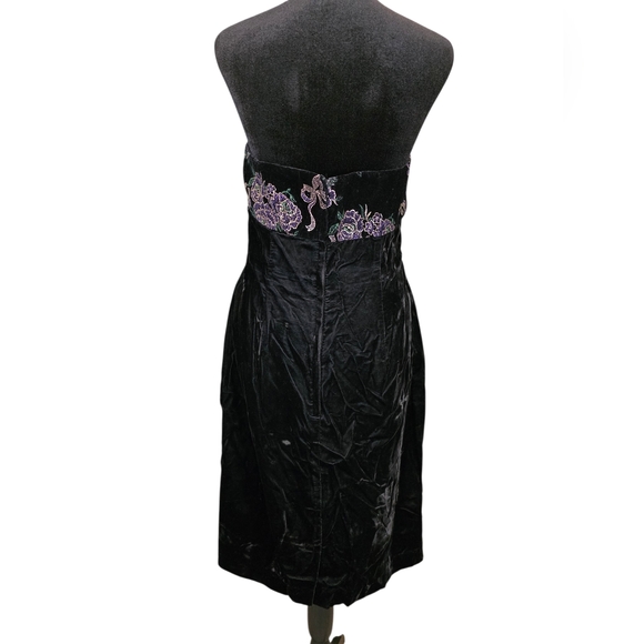 Vintage 80s 90s Scott McClintock Velvet Strapless Dress Embellished Bolero Set - Picture 6 of 14